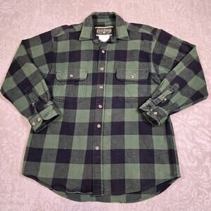 Field & Stream Heavy Flannel Shirt Mens Large Long Sleeve Plaid Flap Pockets